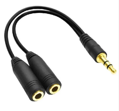 
3.5mm Stereo Audio Male to 2 Female Headset Mic Y Splitter Cable Adapter Oct30HW 