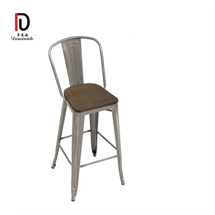 30 inch Copper or Gunmetal Industrial Chic Garden Vintage Metal Bar Stool High Chair With High Back