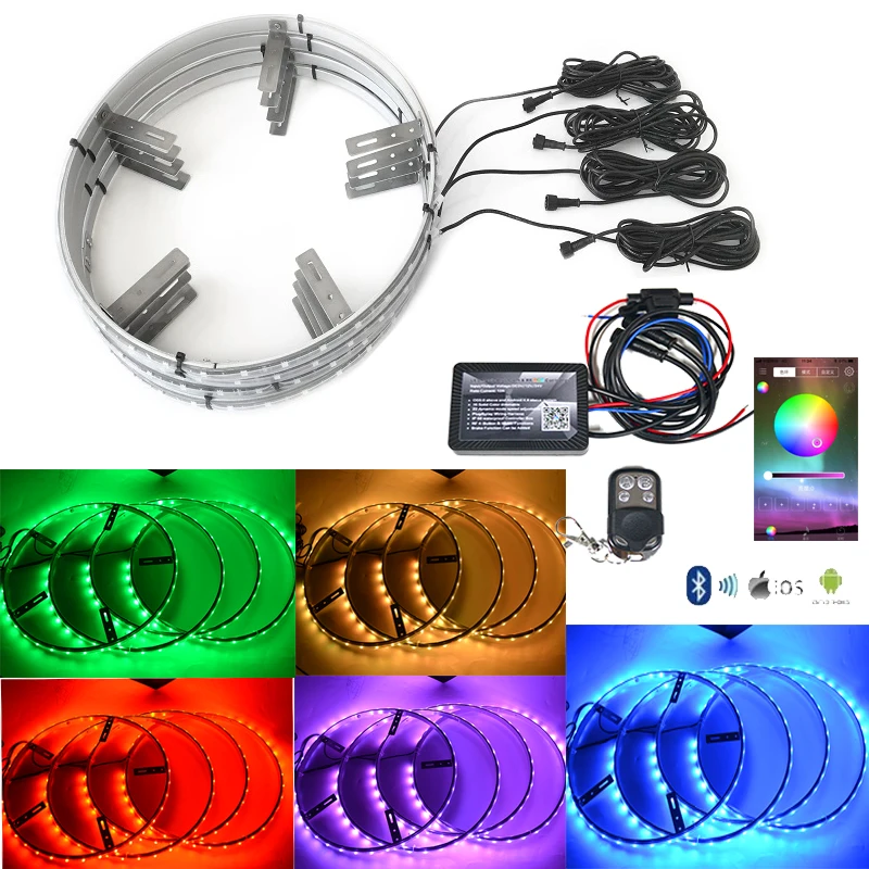 
IP68 Illuminated RGB Color Chasing RF remote control LED Wheel Ring light 