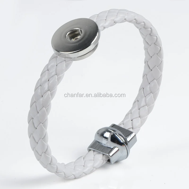Fashion Design Colorful PU Leather Bracelet Fit 18mm snap button jewelry