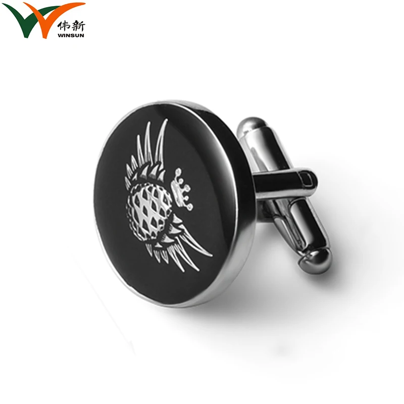 Tie Clip Cufflink Maker Business Mens Shirt Black Custom Logo Metal Enamel Cufflinks