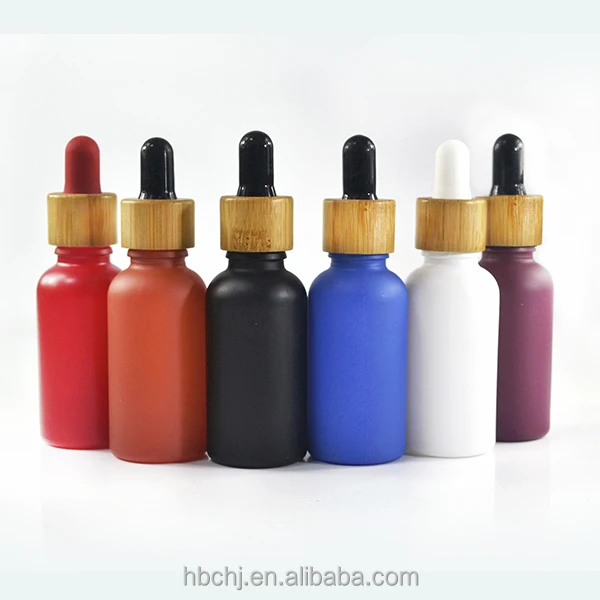 1 унция 30 мл матовая черная красная белая зеленая синяя фиолетовая стеклянная бутылка-капельница с бамбуковой деревянной крышкой