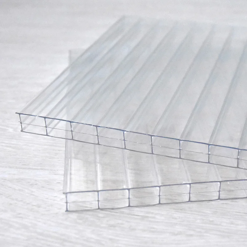 Clear plastic roofing panels 16mm triple wall polycarbonate hollow sheet
