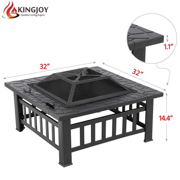 Уличный металлический квадратный стол с искровым экраном