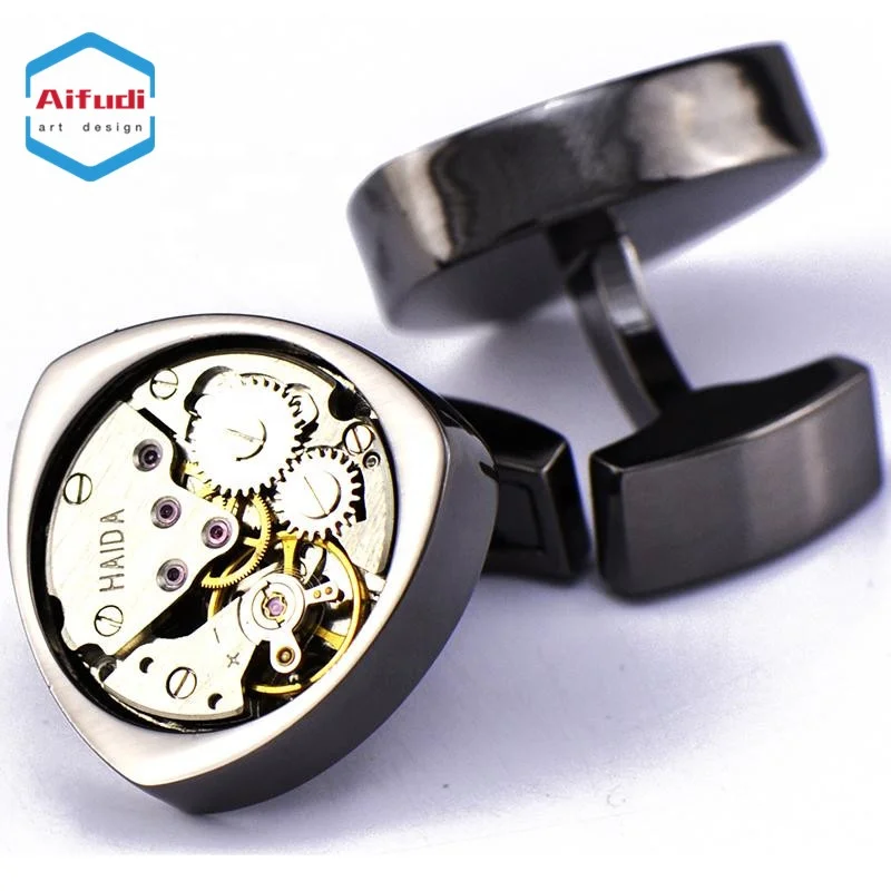 
high quality custom logo watch movement cufflink 