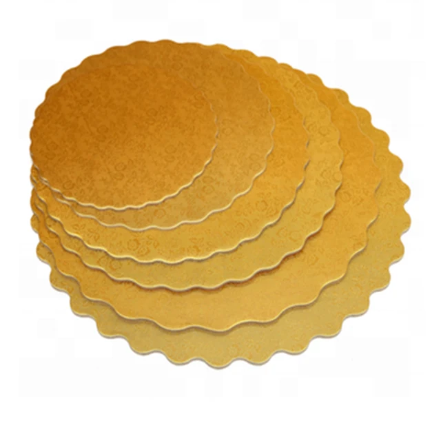 8inch 10inch Custom Gold Scalloped Cake circle cake tray Cake packaging tray