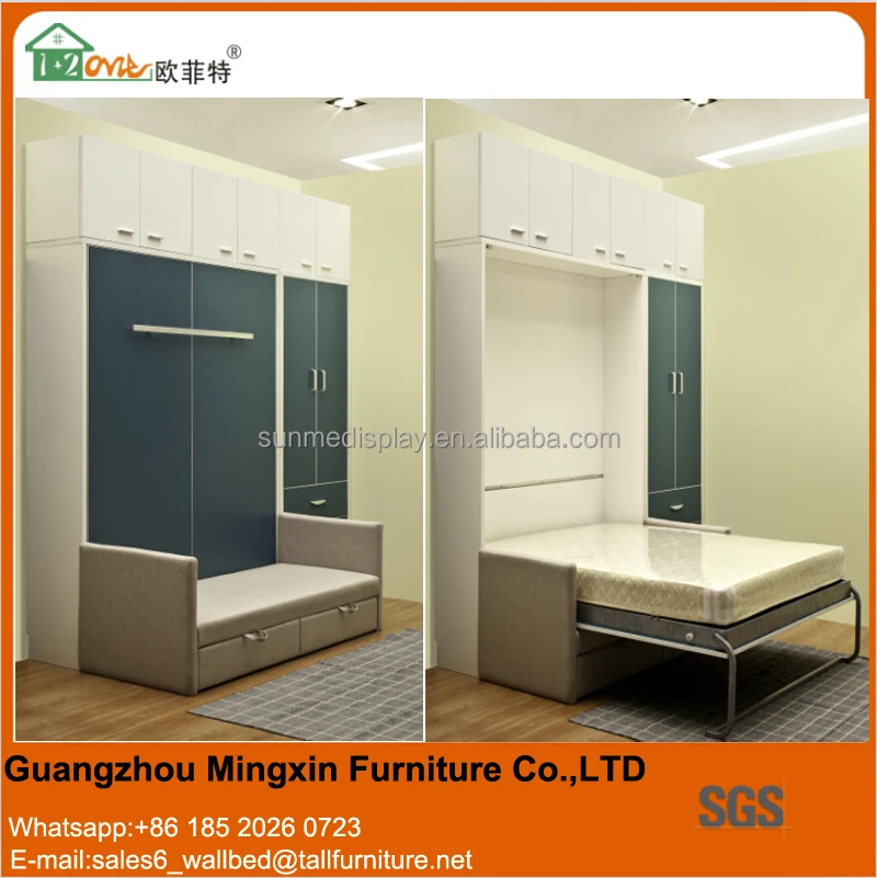 Modern style bedroom furniture set murphy wall bed with sofa