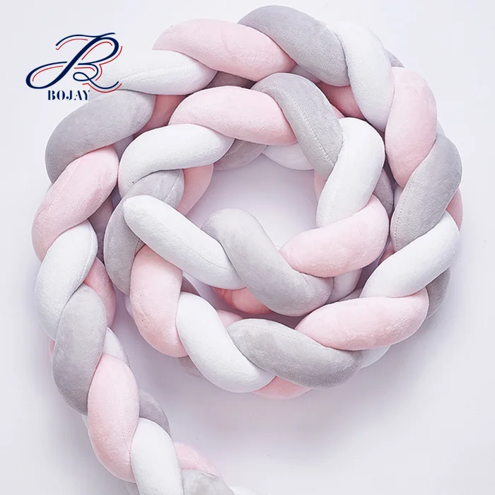 Bojay Three Braid Crib Bumper Chunky Knitted Knot Pillow Mixed Colors Giant Knit Baby Bedding Cradle Baby Crib Bumper