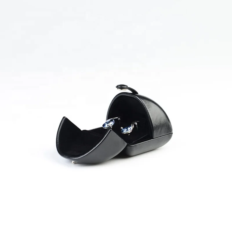 FANXI Custom Logo Black Glossy PU Leather Velvet Insert Box Double Door Ring Necklace Bangle Gift Plastic Jewelry Packaging Box