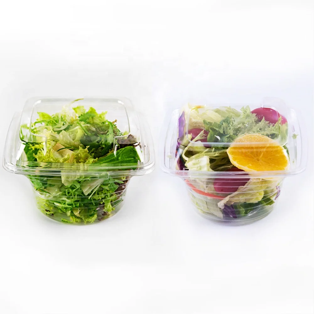
Plastic lunch fruit biodegradable transparent RPET/PET disposable high quality salad box 