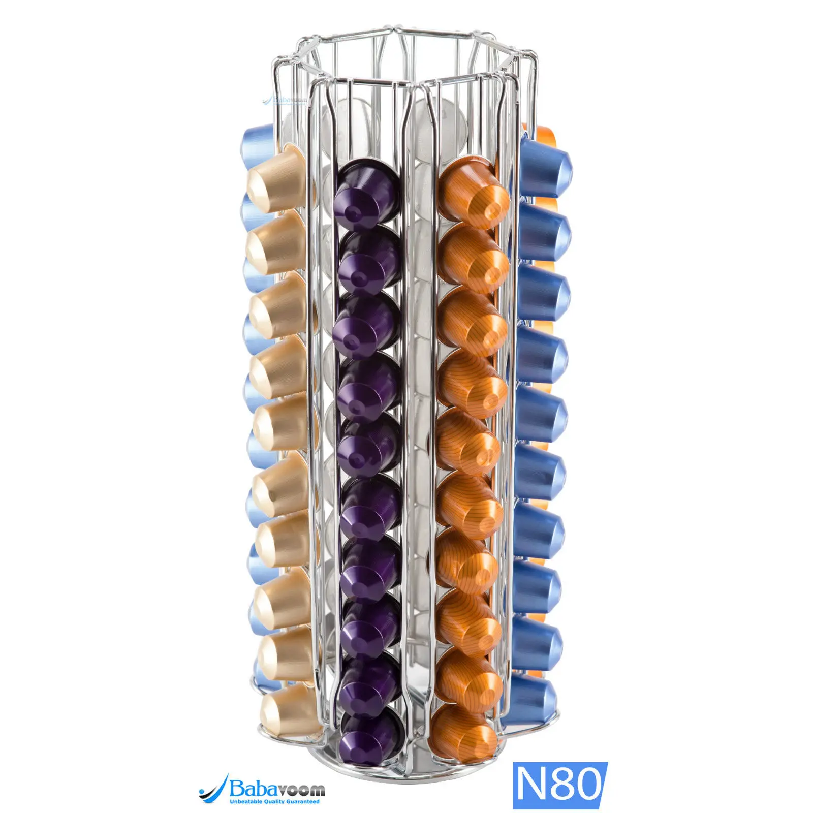 Stainless steel modern and elegant coffee capsule holder and Coffee Pods Capacity Chrome Wire Rotating Nespresso espresso Coffee