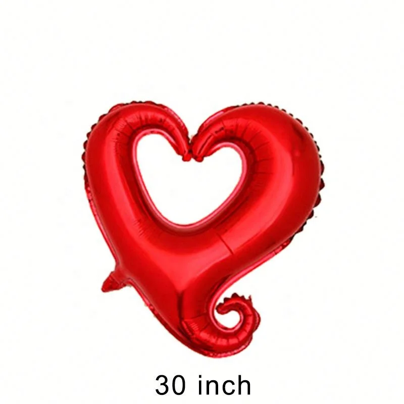 18inch  hollow heart shape hook tail team bride balloon helium gas heart foil balloon for wedding party decorations