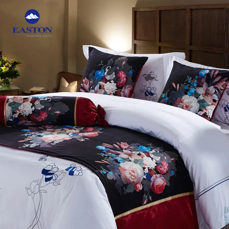 5 start wholesale custom hotel decorative bedding sheet bed runner