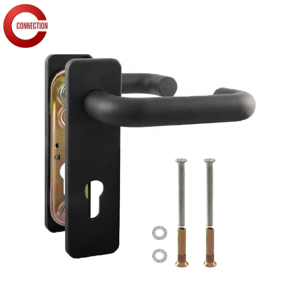 Прочная противопожарная дверная ручка, пластиковая черная ручка