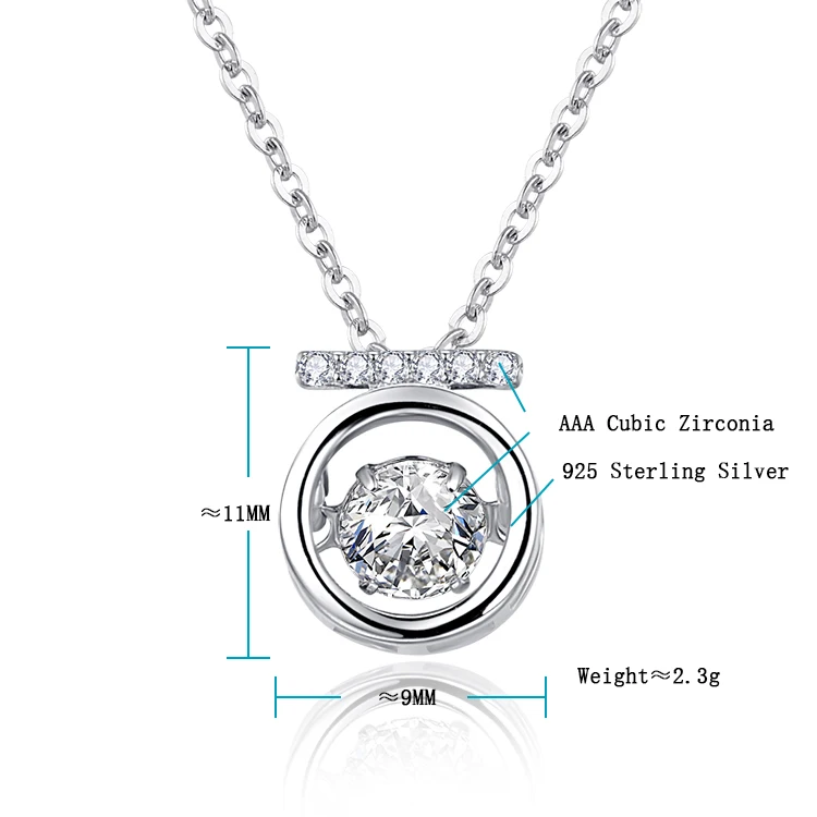 ZHILIAN Minimalist Crystal Jewelry Sterling Silver 925  Silver Charm Necklace Fashion Pendant Destiny Jewelry