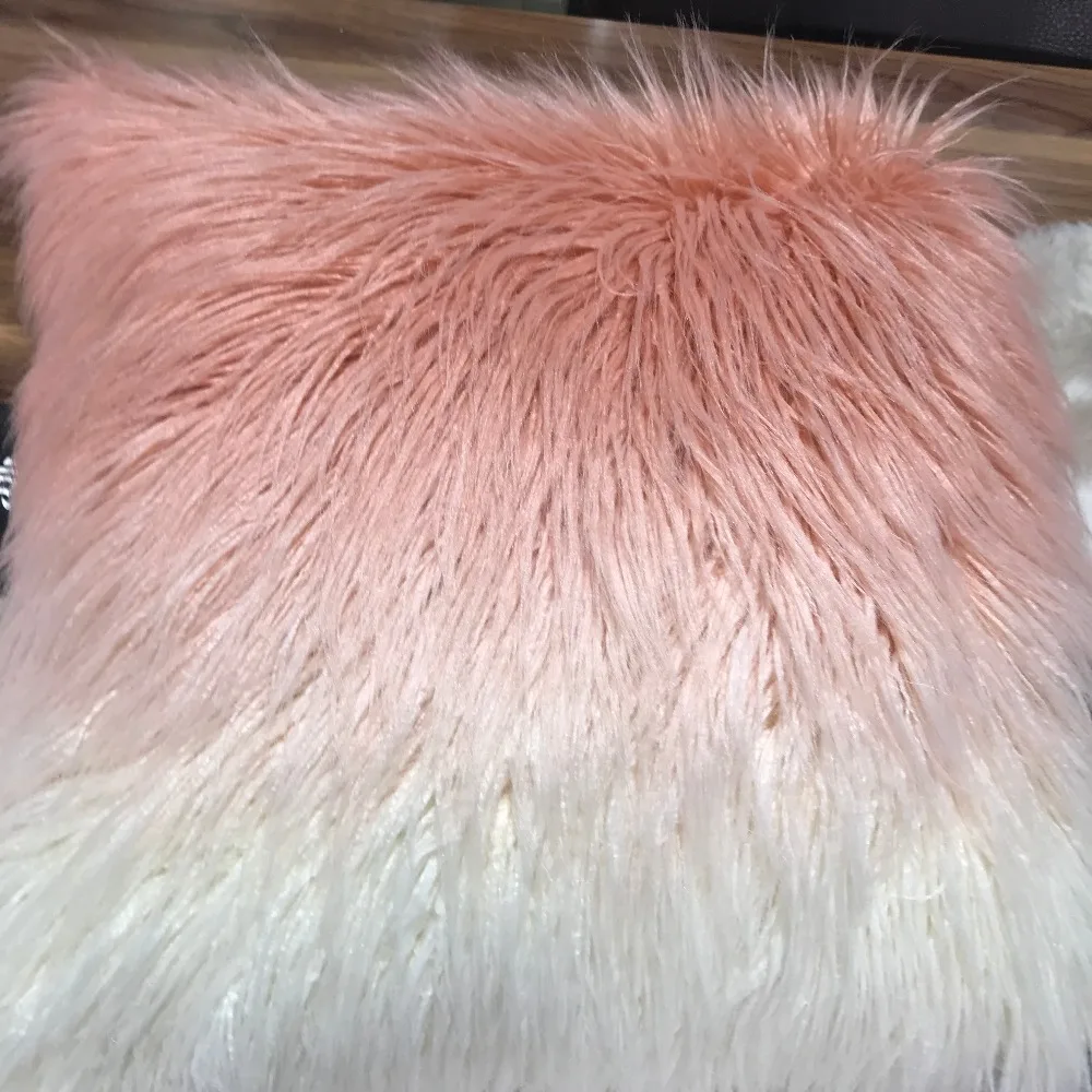 Luxury Colorful Long Pile Square Plush PP Cotton Faux Sheep Skin Mongolian Lamb Fur Chair Cushion