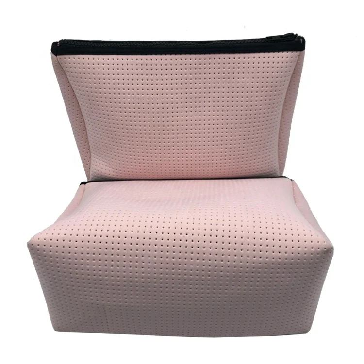 Wholesale Neoprene Large Perforated Pink Cosmetics Makeup Bag