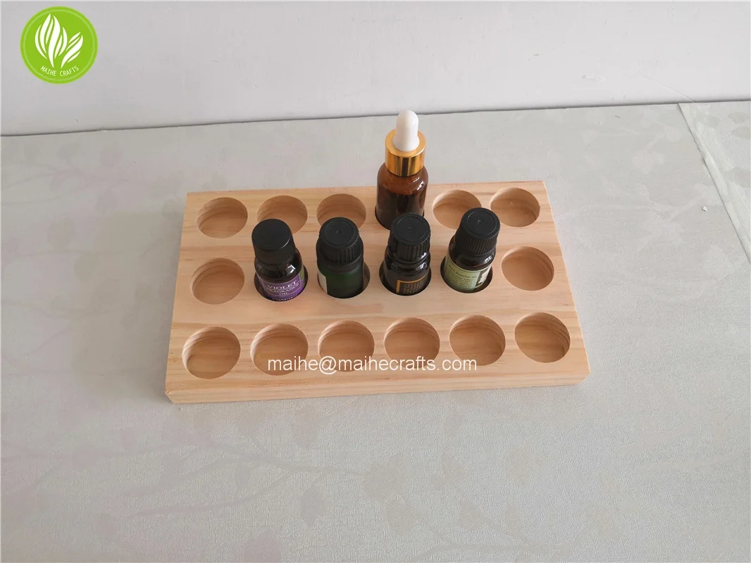 cosmetic natural wood essential oil bottle displaying organizer holder rack stand