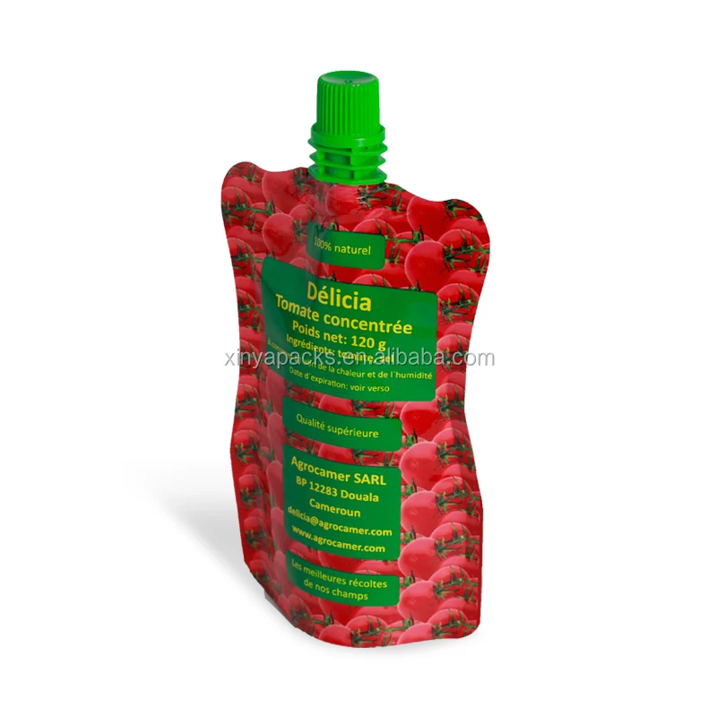 
Custom printed food packaging spout pouch for tomato sauce juice 