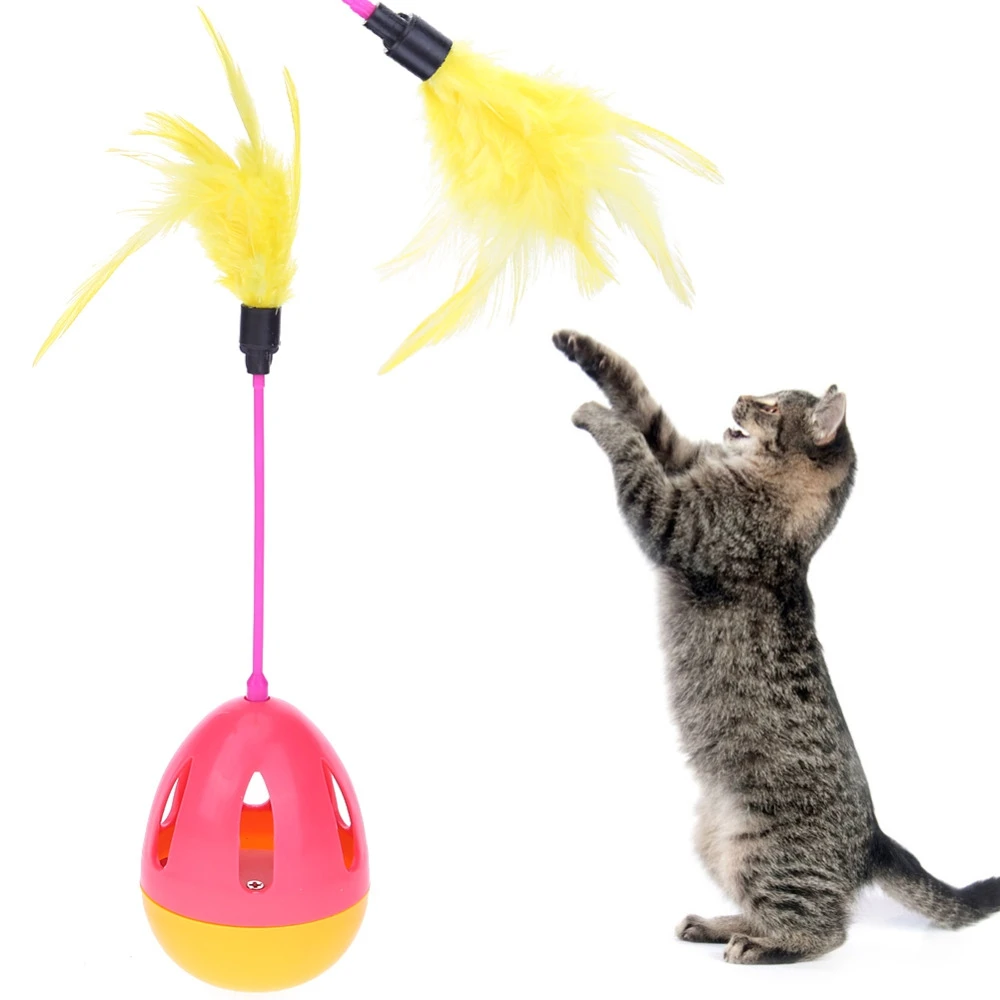 
Игрушка-неваляшка для кошек, вращающийся сизальный когтеточный шар, забавные котята, игрушки для домашних животных, интерактивный уровень перьев 