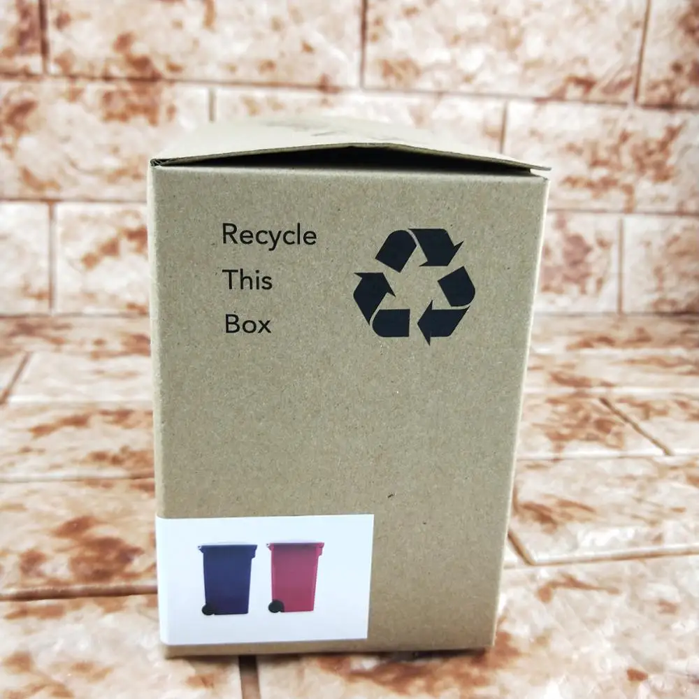 Mini Trash and Recycle Can Wheelie bin Pencil Cup Holder