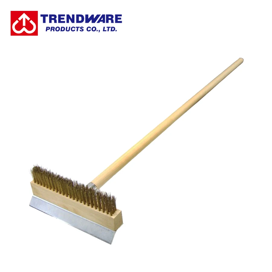 
Heavy Duty Pizza Oven Wire Brush and Scraper with Long Wooden Handle 