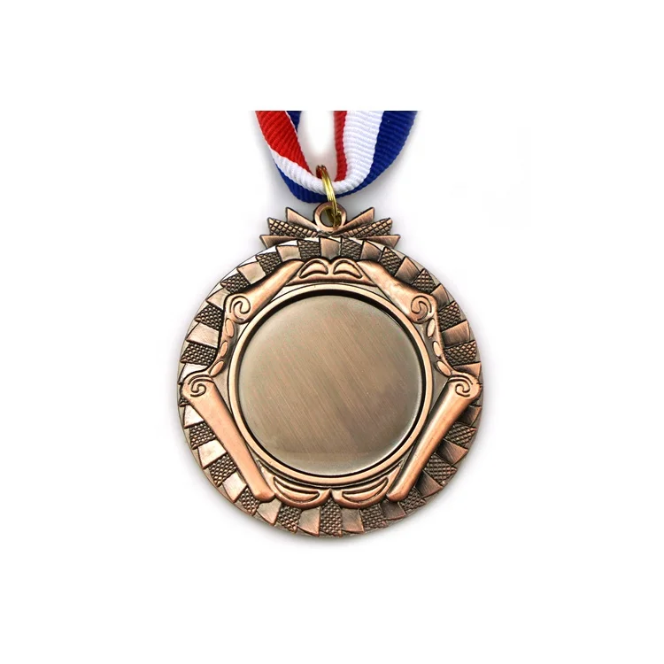 Customized Plated 3D Double Logo Soccer Award Medal with Ribbon Lanyard
