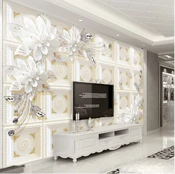 3D стерео белый фон для телевизора Настенная роспись в современном европейском стиле декор гостиной отеля художественные