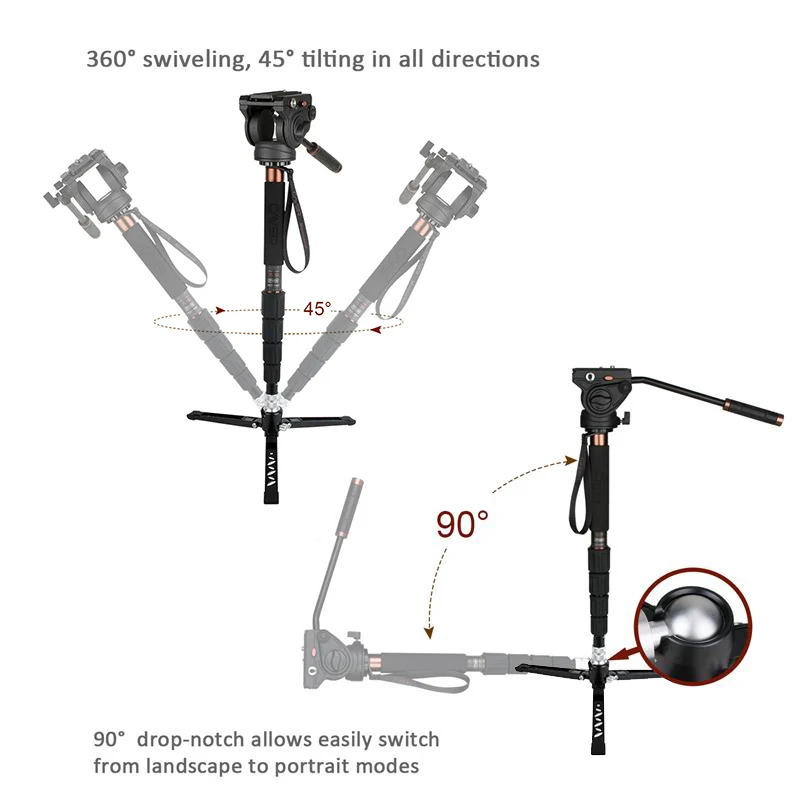 Cayer CT35DVK3 хорошее качество фотографическое оборудование углеродное волокно монопод видеокамера монопод Комплект с 5 секциями