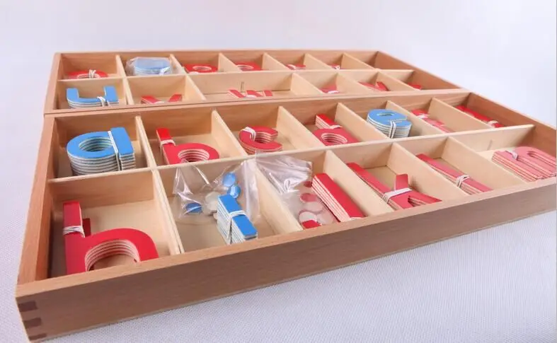 Tiger Montessori Materials: L020 Wood-Large Movable Alphabet(Red &Blue) Other Educational Toys