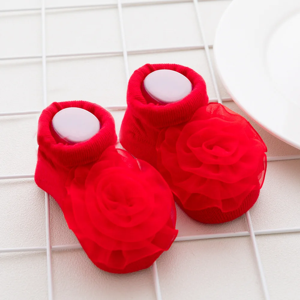 Pink Ankle Socks Flower  Meias Socks Kids Ankle 3D Girls Lace