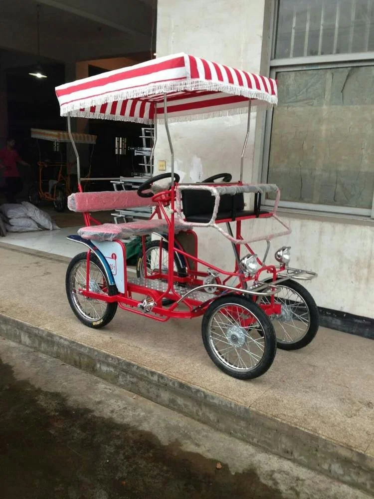 DELUXE  classic 2PERSONS  SURREY BIKE WITH LED LIGHTS QUADRICYCLE