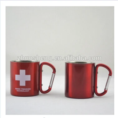 350ml Stainless Steel Travel Coffee Mug Camping Cup with carabiner hook Custom stainless steel carabiner Mug
