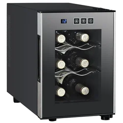 6 бутылок однозонный теплоэлектрический стеклянный дверной охладитель вина