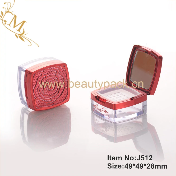 
Mini rose loose powder cosmetic packaging / case / container / jar / packing with mirror 