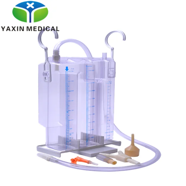 Water sealed 1600ml 2 chambers Chest Drainage Bottle with Chest Drainage Catheter