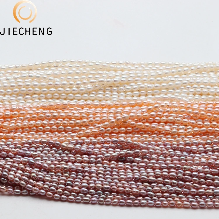 shanxiahu best seller 3-4mm rice AAA cultured freshwater real pearls strands wholesale