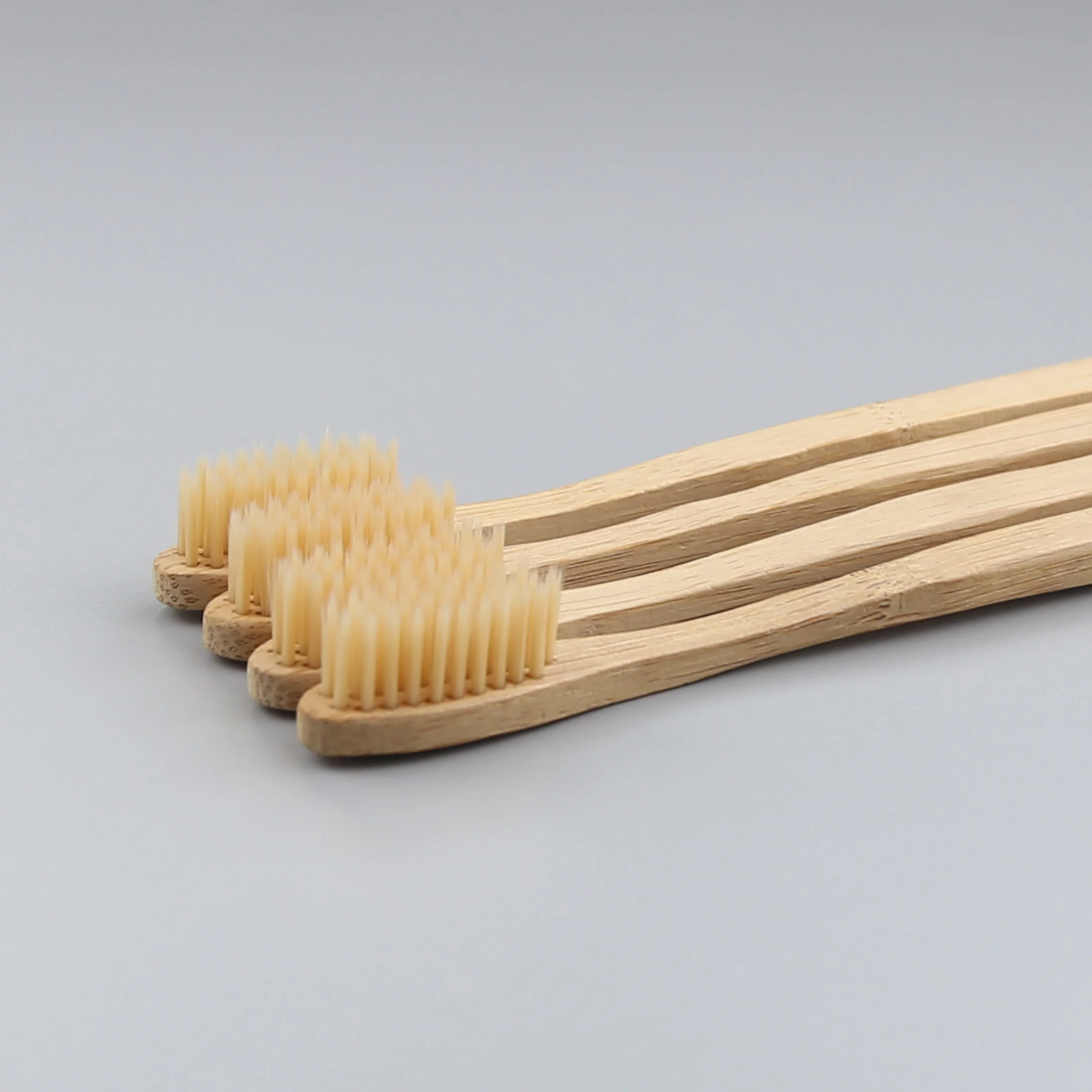 medium handle biodegradable eco bamboo toothbrush with soft tapered PBT bristles