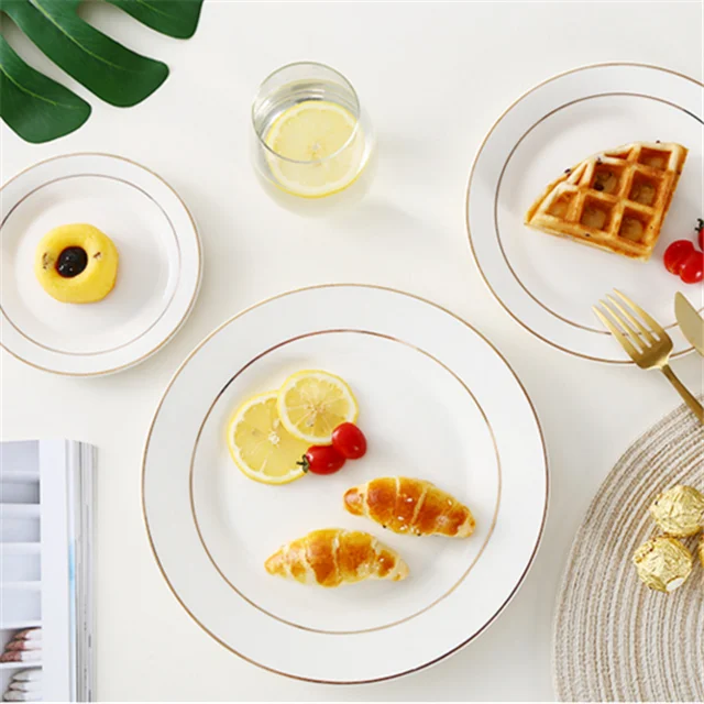 Hot selling Creative New Product Luxury Gold Rim Bone China Charger Plates/dishes