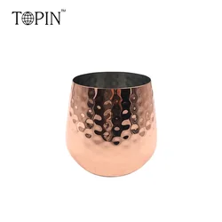 High Quality Stainless steel Hammered mule mug wine glass Rose Gold Plated
