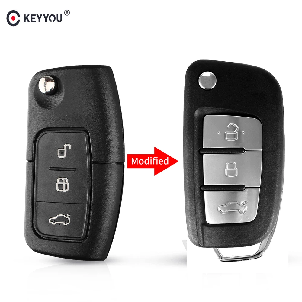 Раскладной чехол KEYYOU для автомобильного ключа-пульта для Ford Fiesta Focus 2 Ecosport Kuga Escape C Max Ka 3 кнопки HU101 Blade