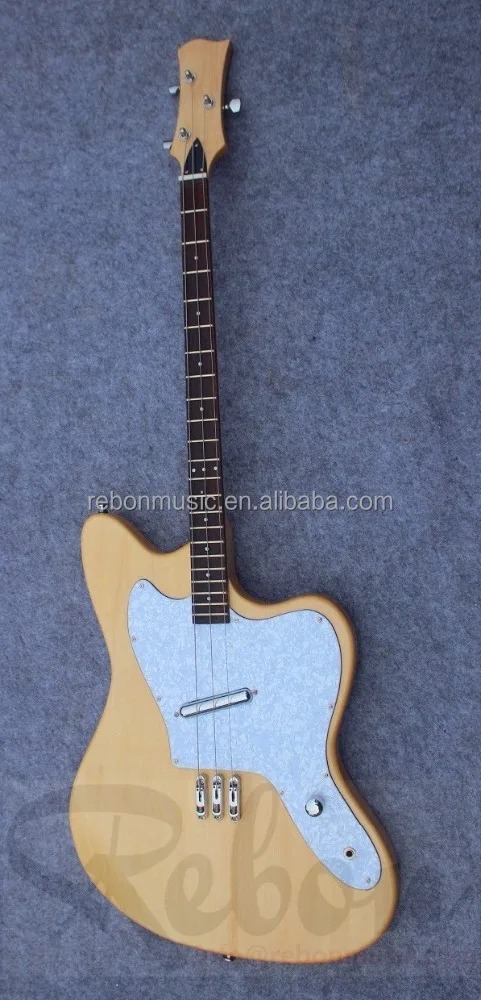 Weifang Rebon 3 string electric guitar with lipstick pickup in wood colour