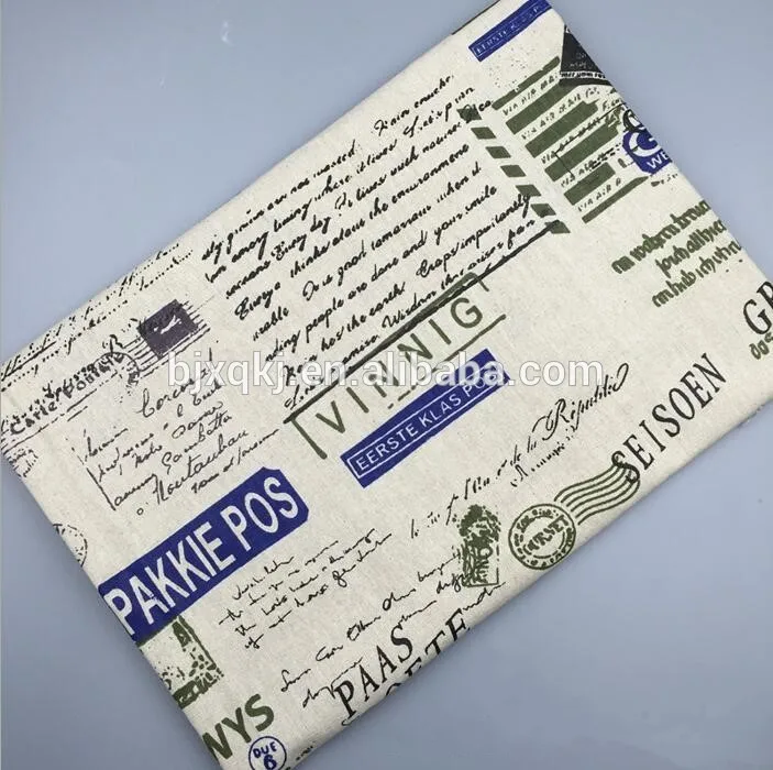 Factory custom digital English letter printed linen fabrics manufacturer in surat