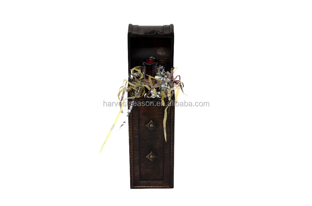
vintage single bottle wooden wine box wholesale 