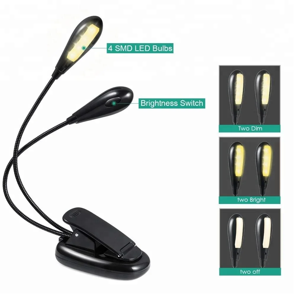 
Clip on Rechargeable LED Book Light Reading Light with Eye Protection 3 Level Brightness USB lamp 