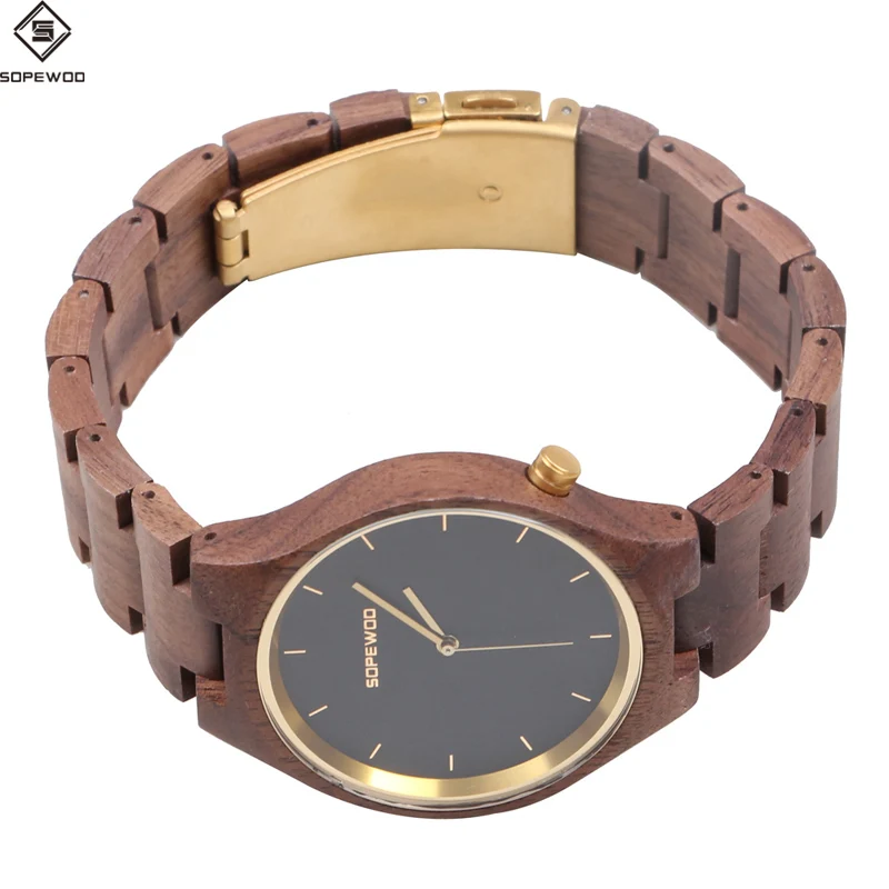 Unisex Wrist Watch made of natural Walnut Wood Fashion Quartz Wrist Watch