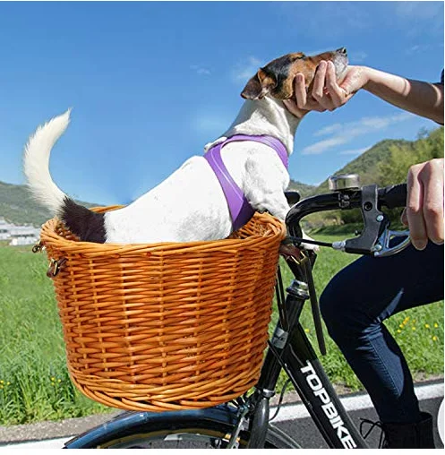 Wicker Dog Basket for Bikes Cat Carrier Pet Carrier