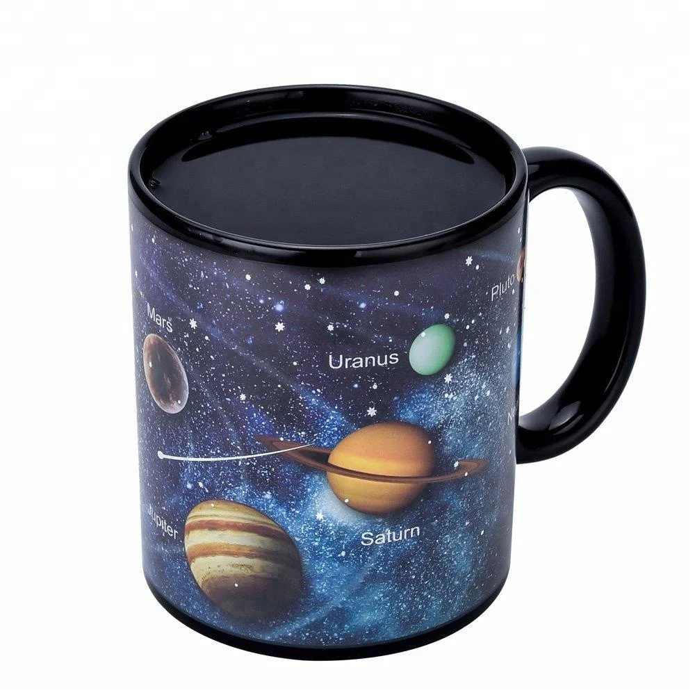 Novelty Magic Ceramic sublimation Coffee Mug 11 oz Heat Sensitive Solar System Unique Ideal Gifts tea cup color changing
