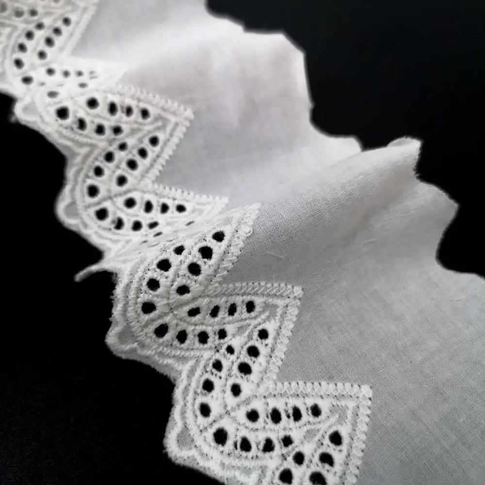Clothing decorative lace trim  eyelet design embroidery cotton lace