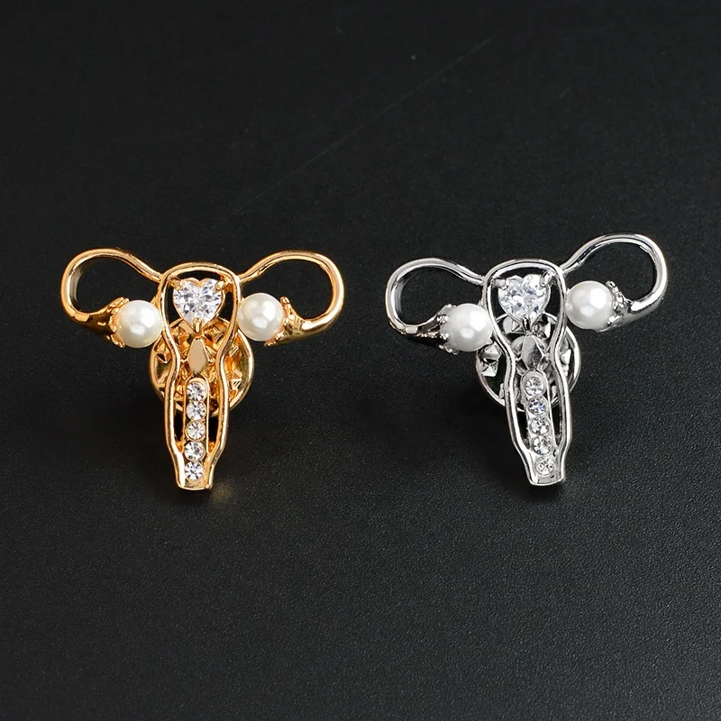 bulk custom metal enamel female uterine ovarian reproductive organs shape medical lapel pin
